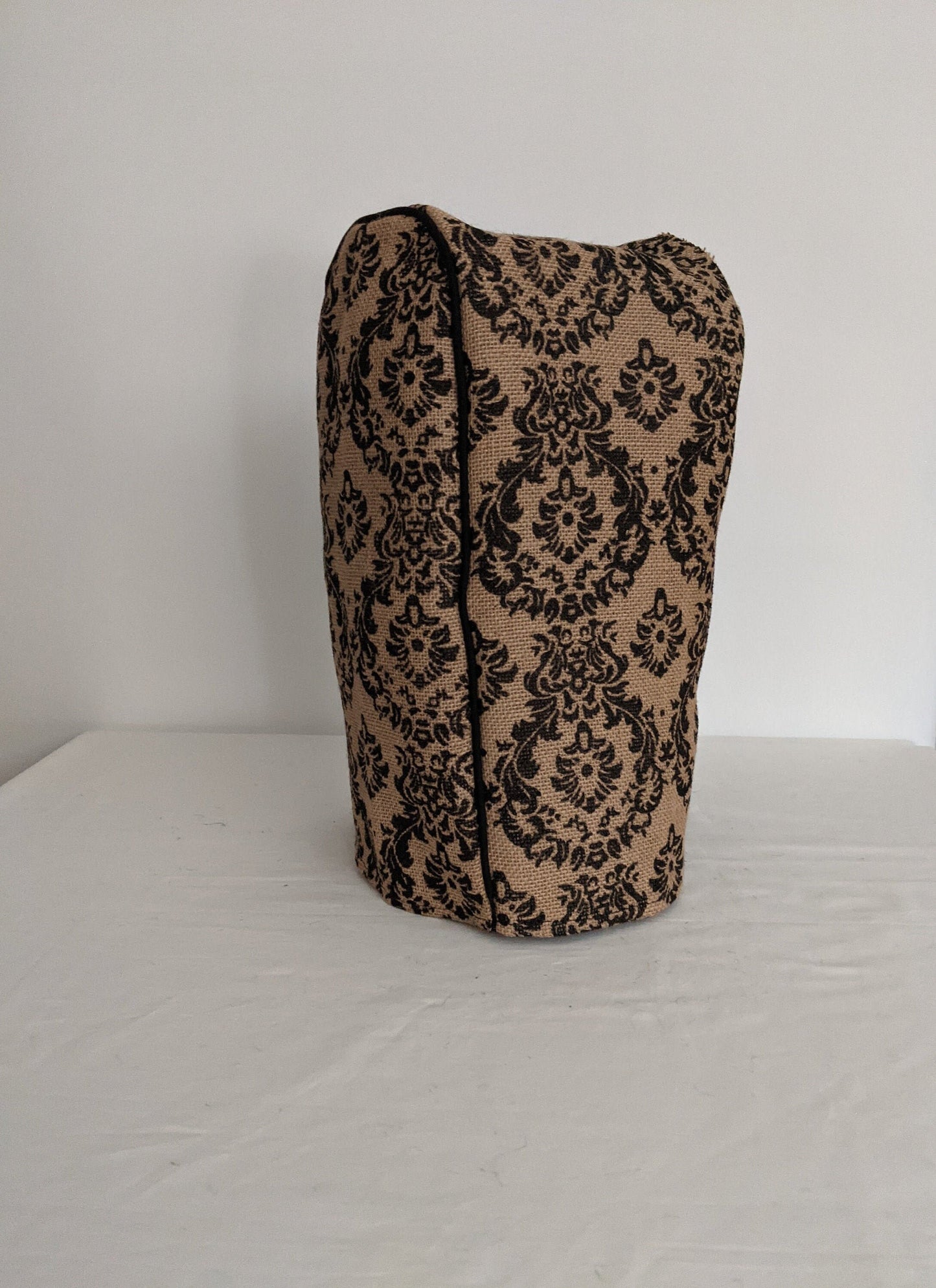Black Damask Burlap Coffee Maker Cover