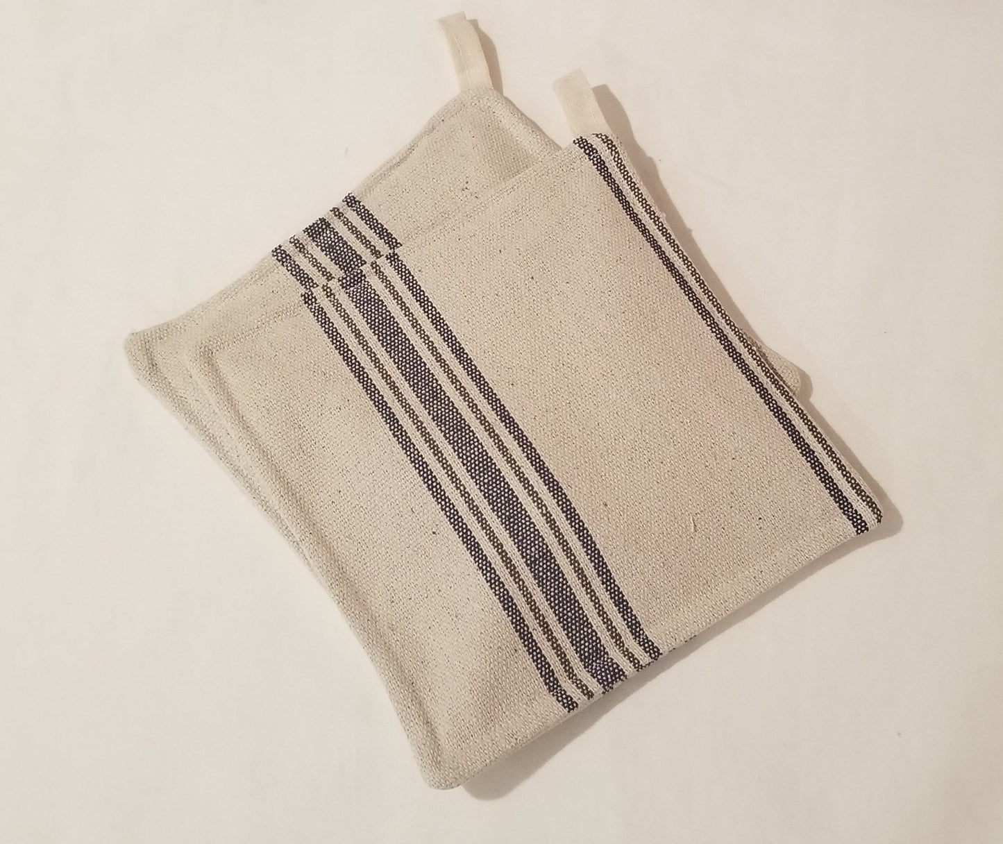 Blue/ Gray Feedsack Potholder - Set of 2