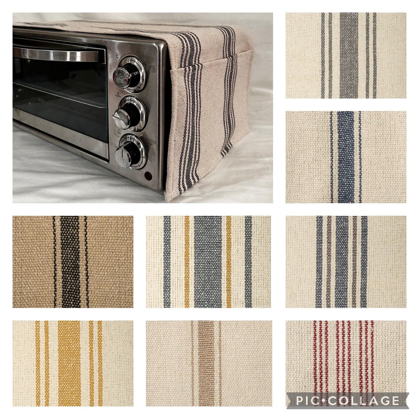 Cotton Feedsack Toaster Oven Cover with Pockets