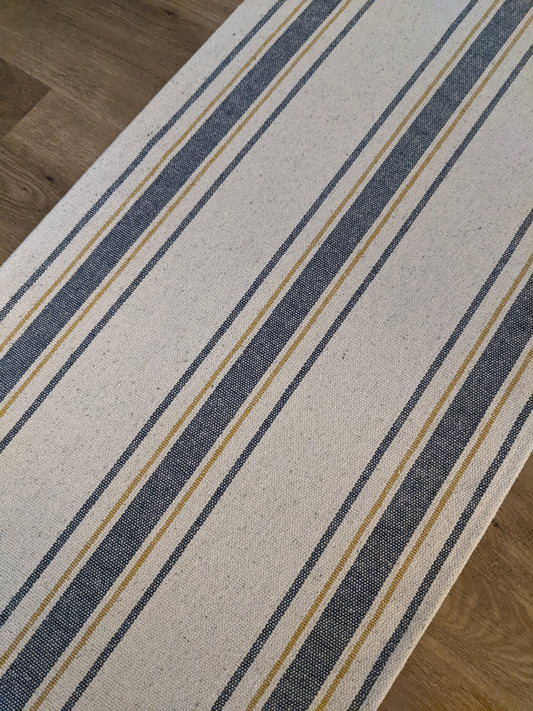 Blue and Gold Feedsack Table Runner