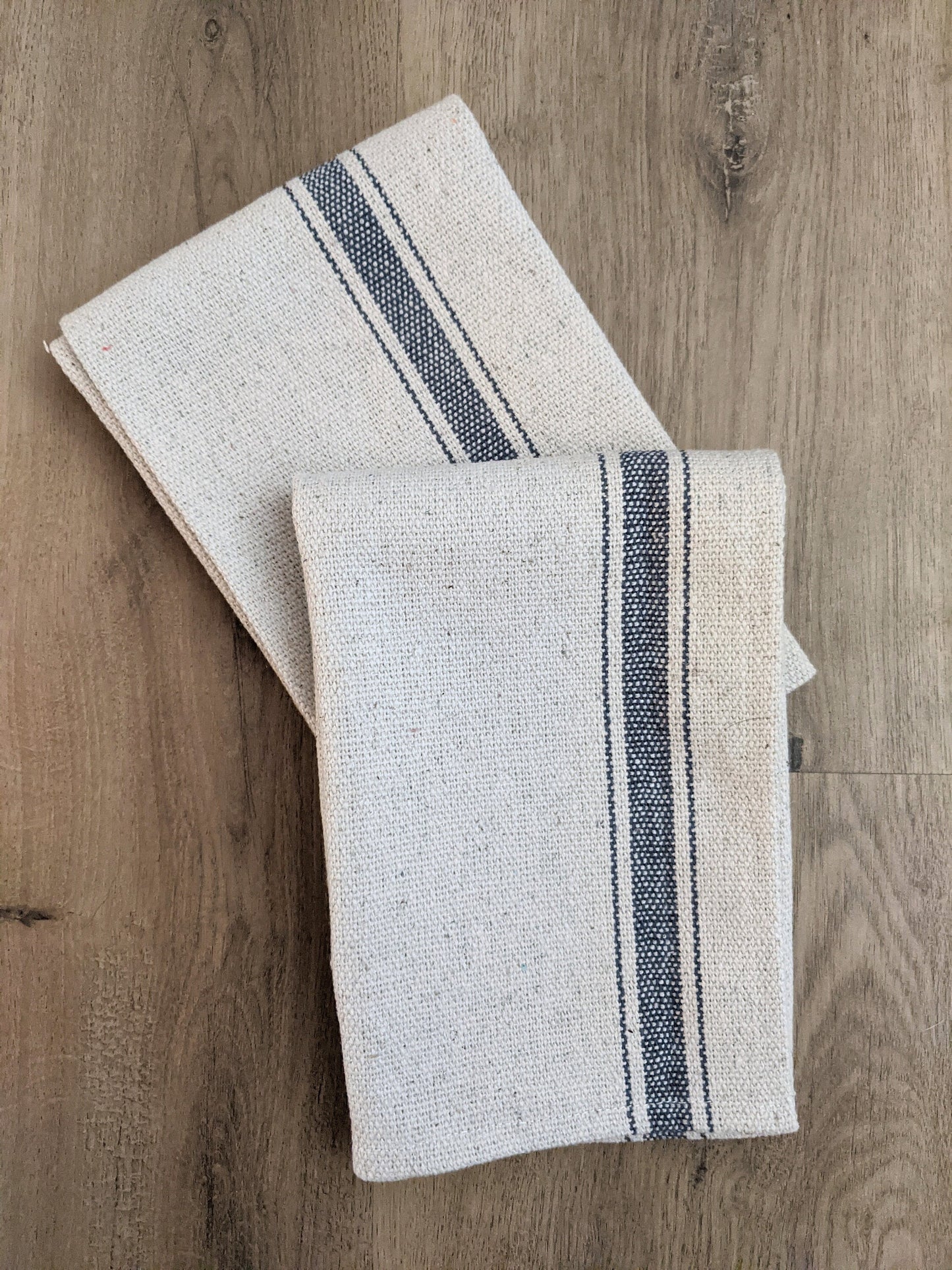 Blue Feedsack Napkin, Grainsack fabric, Farmhouse Table Decor