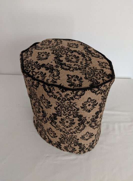 Black Damask Burlap Keurig Cover