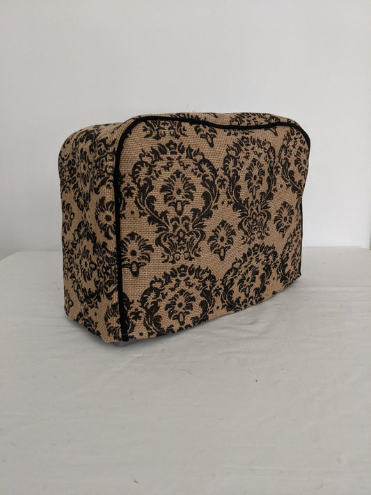 Black Damask Burlap Sewing Machine and Serger Dust Covers