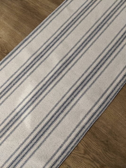 Blue Multi Stripe Feedsack Table Runner