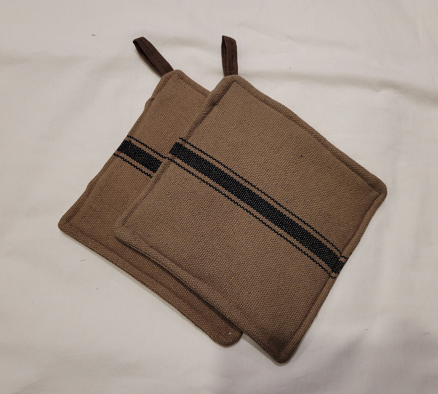 Black Feedsack Potholder - Set of 2