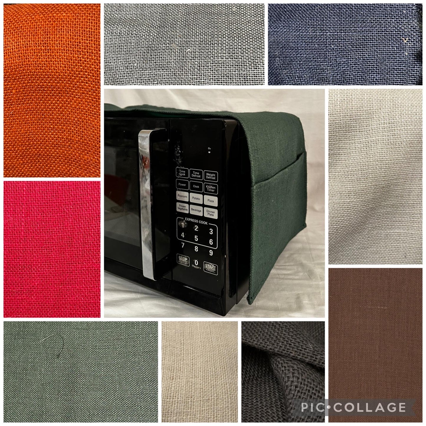 Burlap Microwave Cover with Pockets