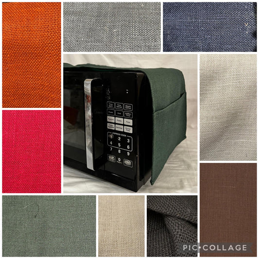 Burlap Microwave Cover with Pockets