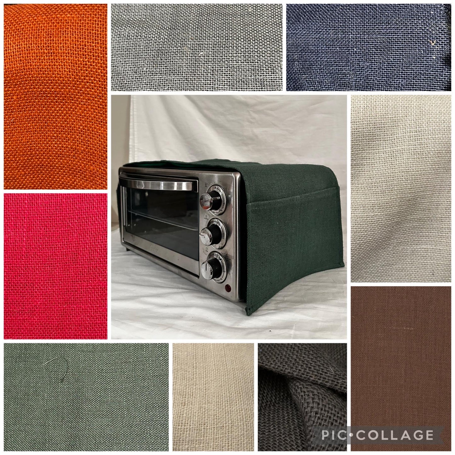 Burlap Toaster Oven Cover with Pockets