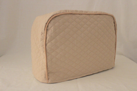 Beige Quilted Sewing Machine and Serger Dust Covers